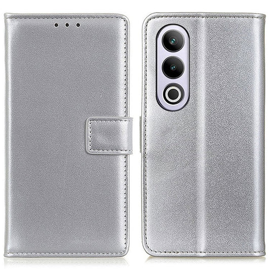 For OnePlus Nord CE4 5G Case PU Leather Phone Cover with Wallet Stand - Silver