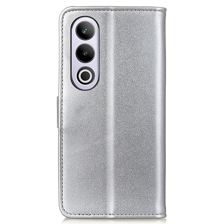 For OnePlus Nord CE4 5G Case PU Leather Phone Cover with Wallet Stand - Silver