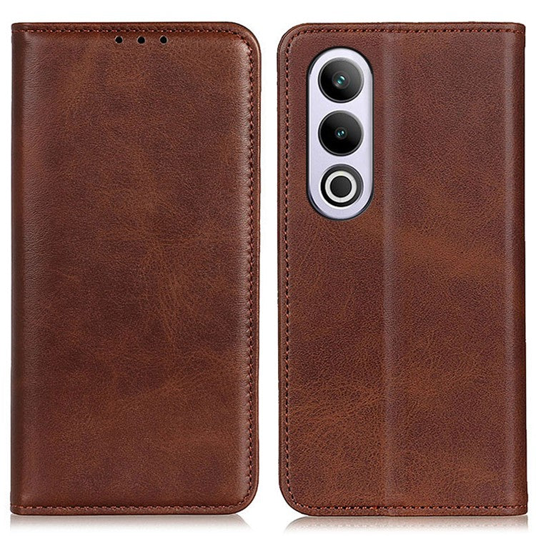 For OnePlus Nord CE4 5G Case Split Leather Magnetic Adsorption Flip Phone Cover - Coffee