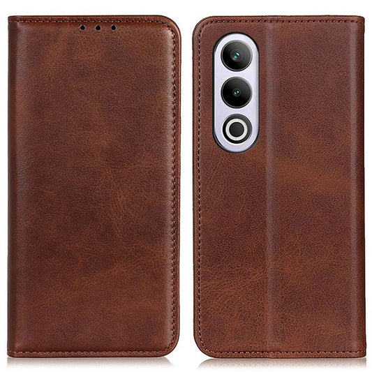 For OnePlus Nord CE4 5G Case Split Leather Magnetic Adsorption Flip Phone Cover - Coffee