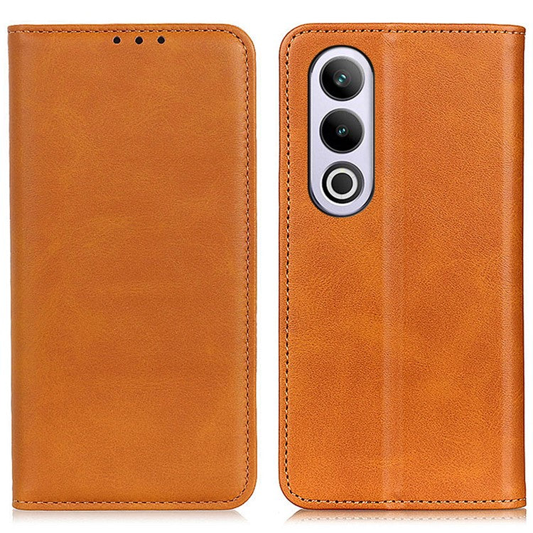 For OnePlus Nord CE4 5G Case Split Leather Magnetic Adsorption Flip Phone Cover - Brown