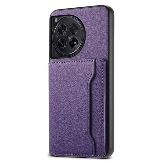 For OnePlus 12 5G Case Calf Texture PU Leather Card Slots Phone Cover - Purple