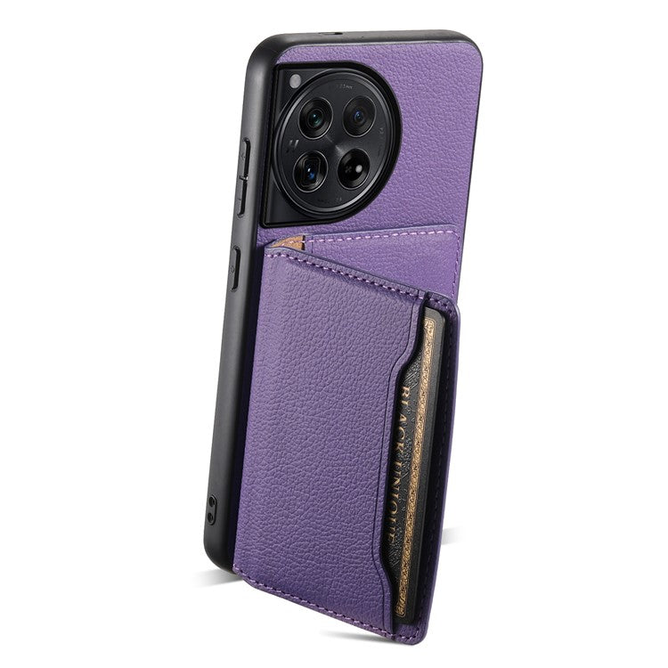 For OnePlus 12 5G Case Calf Texture PU Leather Card Slots Phone Cover - Purple