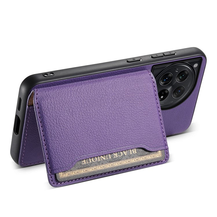For OnePlus 12 5G Case Calf Texture PU Leather Card Slots Phone Cover - Purple