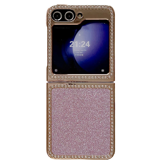 For Samsung Galaxy Z Flip5 5G / Z Flip6 5G Case Rhinestone Decor Hard PC Phone Cover - Pink