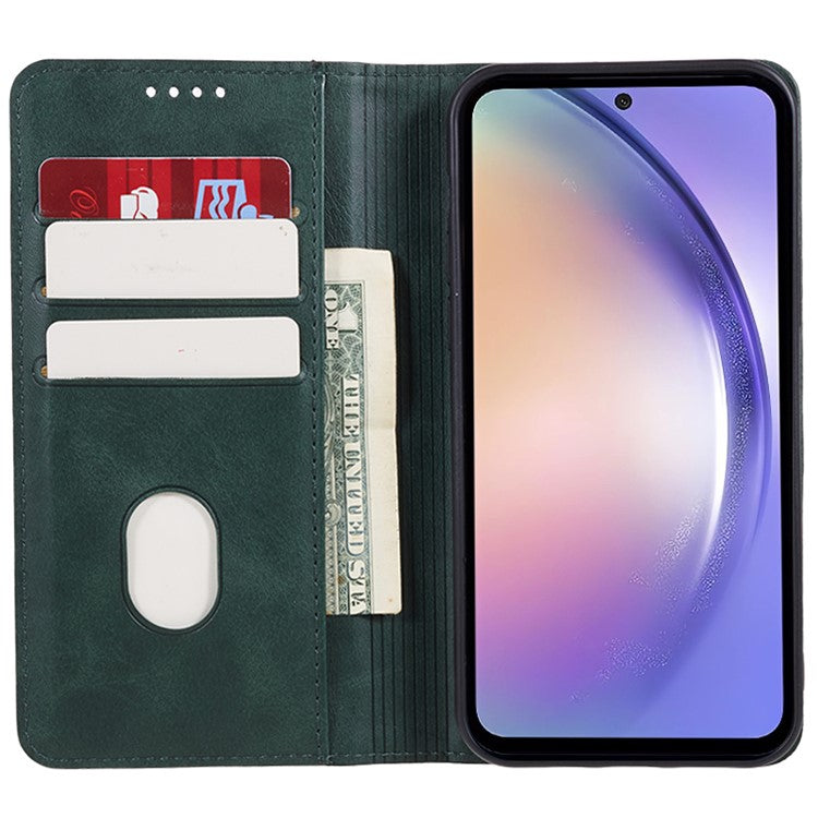 For Samsung Galaxy M55 5G / C55 5G / F55 5G Case Calf Texture PU Leather Wallet Business Phone Cover - Green