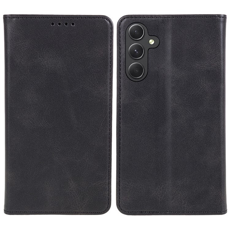 For Samsung Galaxy M55 5G / C55 5G / F55 5G Case Calf Texture PU Leather Wallet Business Phone Cover - Black
