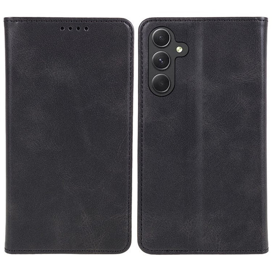 For Samsung Galaxy M55 5G / C55 5G / F55 5G Case Calf Texture PU Leather Wallet Business Phone Cover - Black