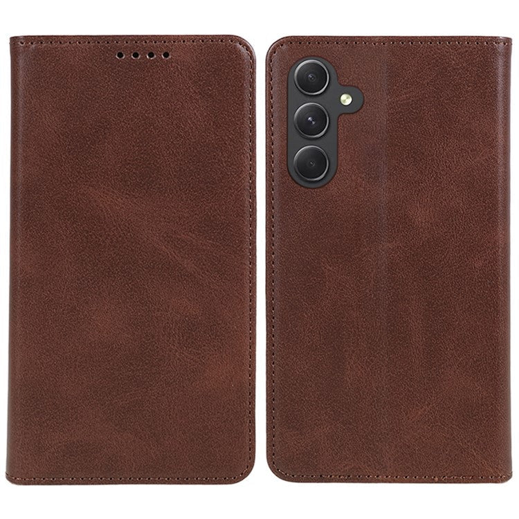For Samsung Galaxy M55 5G / C55 5G / F55 5G Case Calf Texture PU Leather Wallet Business Phone Cover - Brown