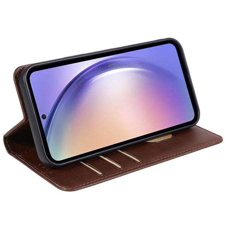 For Samsung Galaxy M55 5G / C55 5G / F55 5G Case Calf Texture PU Leather Wallet Business Phone Cover - Brown