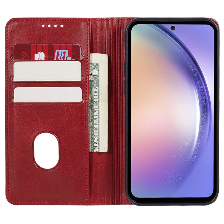 For Samsung Galaxy M55 5G / C55 5G / F55 5G Case Calf Texture PU Leather Wallet Business Phone Cover - Red