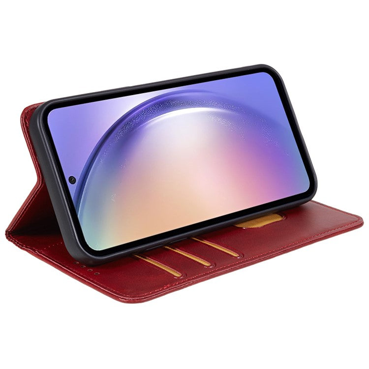 For Samsung Galaxy M55 5G / C55 5G / F55 5G Case Calf Texture PU Leather Wallet Business Phone Cover - Red