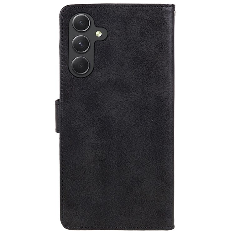 For Samsung Galaxy M55 5G / C55 5G / F55 5G Case Calf Texture Magnetic Clasp Leather Wallet Phone Cover - Black