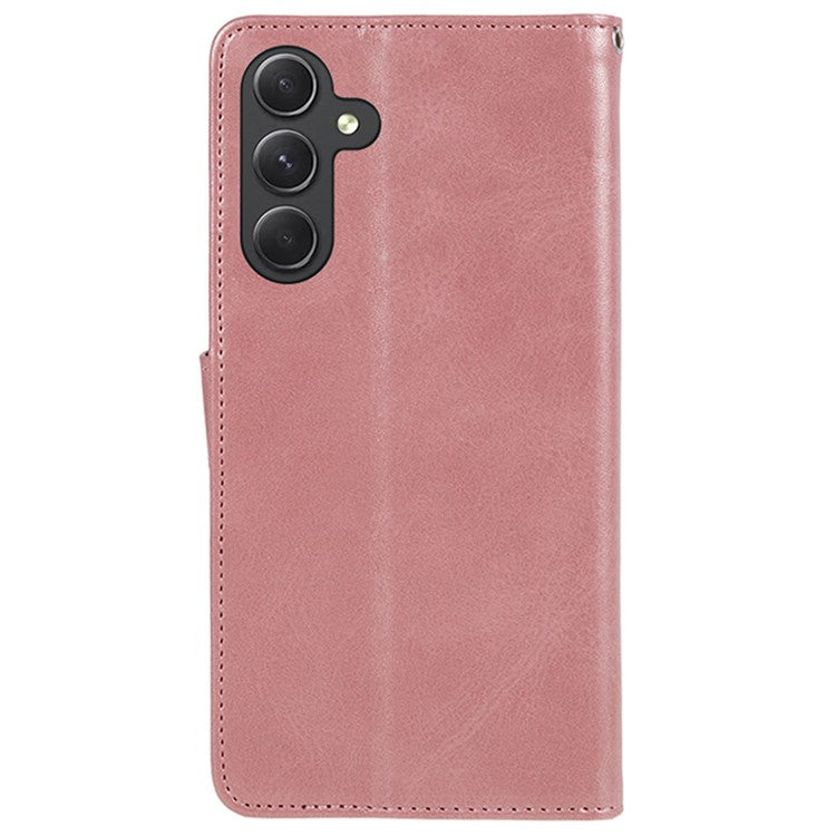 For Samsung Galaxy M55 5G / C55 5G / F55 5G Case Calf Texture Magnetic Clasp Leather Wallet Phone Cover - Rose Gold