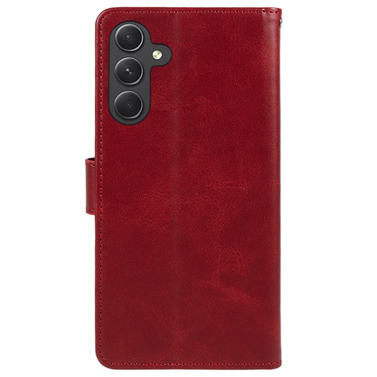 For Samsung Galaxy M55 5G / C55 5G / F55 5G Case Calf Texture Magnetic Clasp Leather Wallet Phone Cover - Red