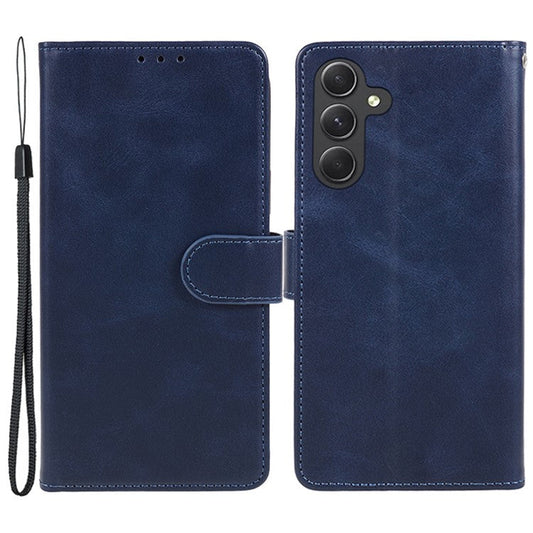 For Samsung Galaxy M55 5G / C55 5G / F55 5G Case Calf Texture Magnetic Clasp Leather Wallet Phone Cover - Blue