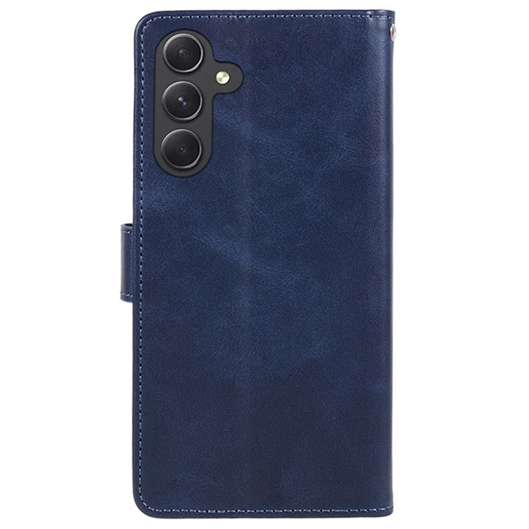 For Samsung Galaxy M55 5G / C55 5G / F55 5G Case Calf Texture Magnetic Clasp Leather Wallet Phone Cover - Blue