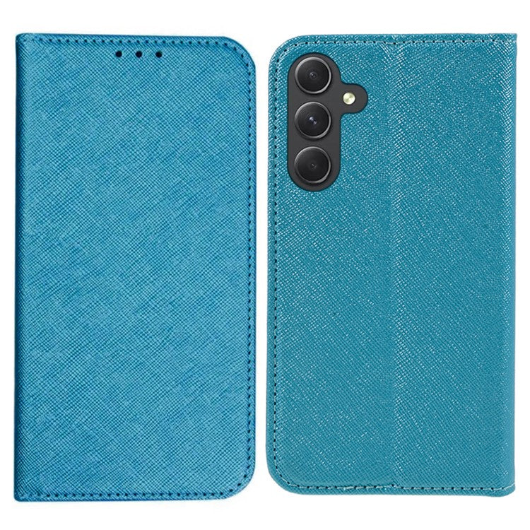 For Samsung Galaxy M55 5G / C55 5G / F55 5G Phone Case Magnetic Closing PU Leather Flip Wallet Stand Cover - Sky Blue