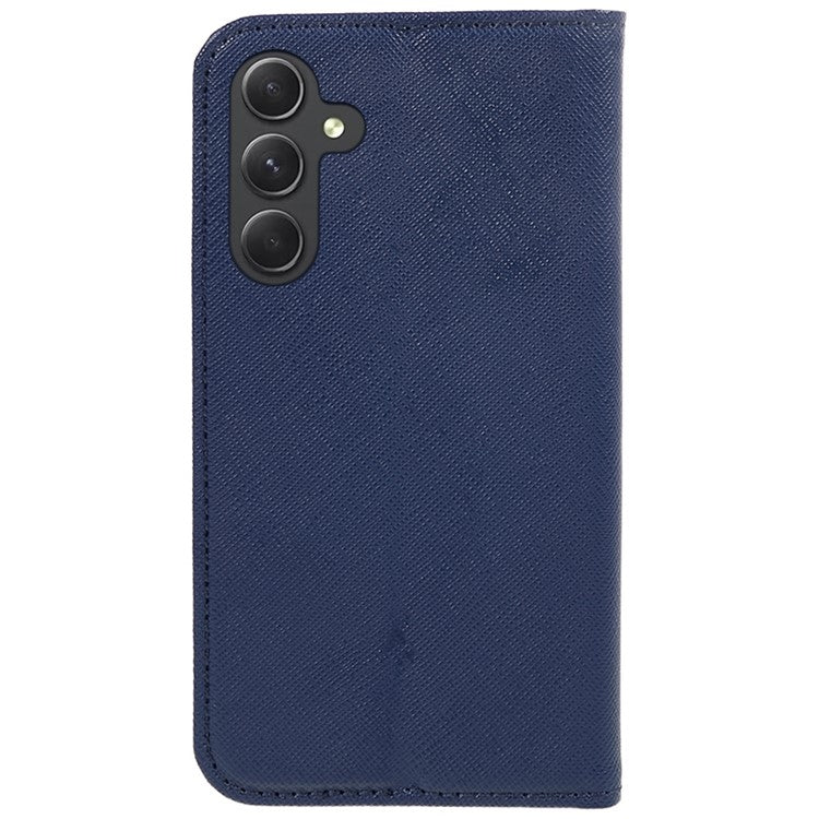For Samsung Galaxy M55 5G / C55 5G / F55 5G Phone Case Magnetic Closing PU Leather Flip Wallet Stand Cover - Dark Blue
