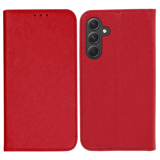 For Samsung Galaxy M55 5G / C55 5G / F55 5G Phone Case Magnetic Closing PU Leather Flip Wallet Stand Cover - Red
