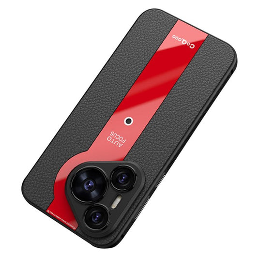 Q.COO For Huawei Pura 70 Case  Shockproof PU Leather+TPU+Acrylic Phone Cover - Red
