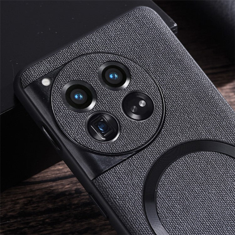 For OnePlus 12 5G Magnetic Case TPU+Cloth Scratch Resistant Phone Cover - Cyan