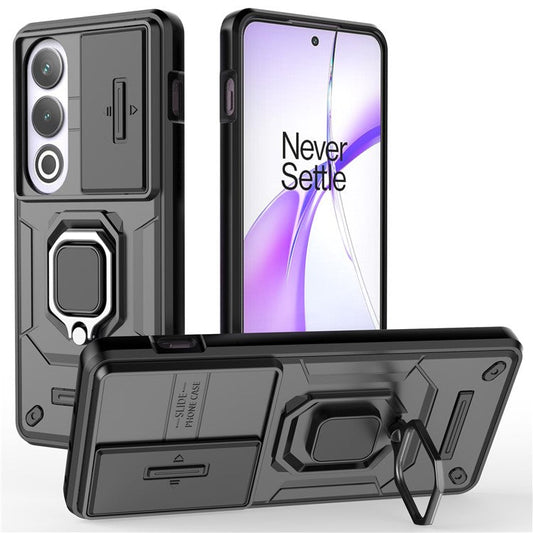 For OnePlus Ace 3V 5G Case with Slide Lens Cover PC+TPU Protective Shell - Black
