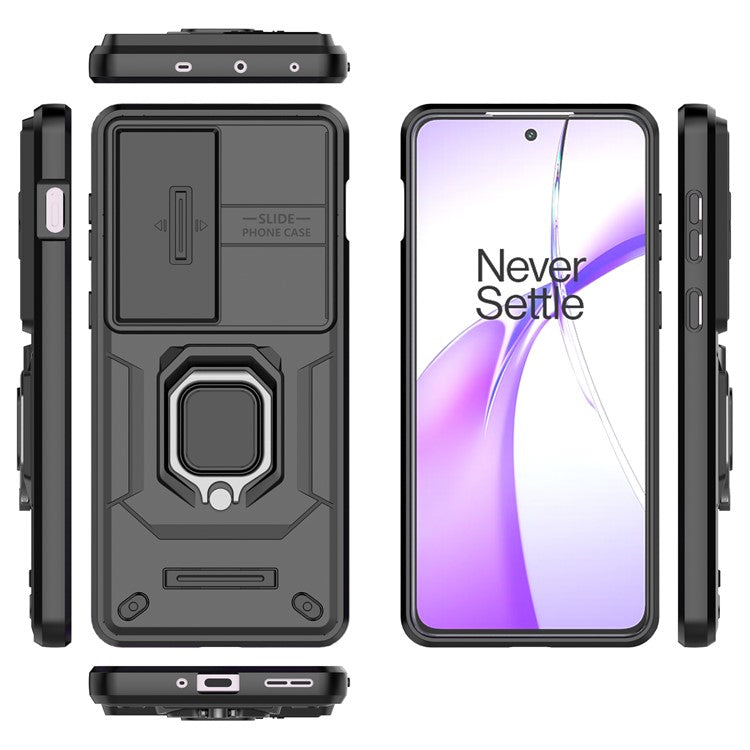 For OnePlus Ace 3V 5G Case with Slide Lens Cover PC+TPU Protective Shell - Black