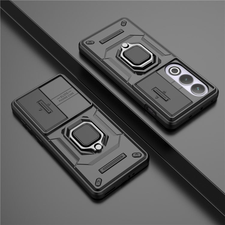 For OnePlus Ace 3V 5G Case with Slide Lens Cover PC+TPU Protective Shell - Black