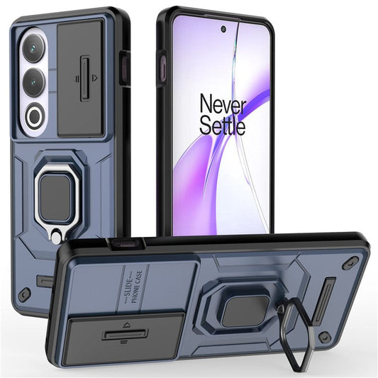For OnePlus Ace 3V 5G Case with Slide Lens Cover PC+TPU Protective Shell - Blue