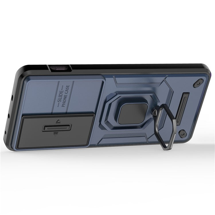 For OnePlus Ace 3V 5G Case with Slide Lens Cover PC+TPU Protective Shell - Blue