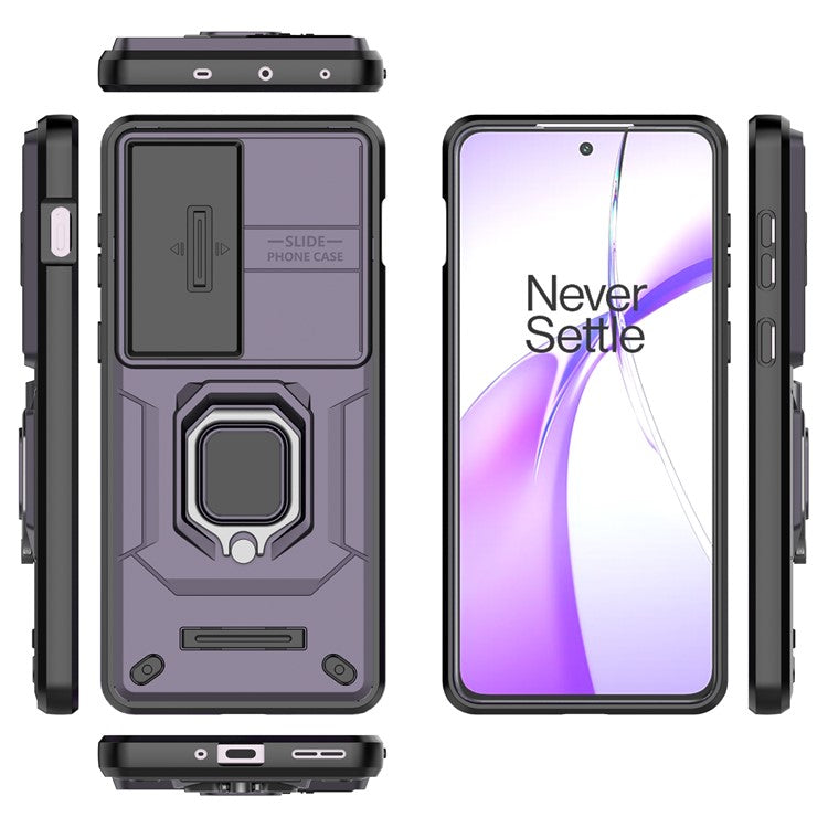 For OnePlus Ace 3V 5G Case with Slide Lens Cover PC+TPU Protective Shell - Purple