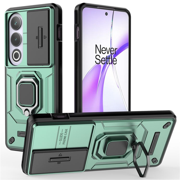 For OnePlus Ace 3V 5G Case with Slide Lens Cover PC+TPU Protective Shell - Green