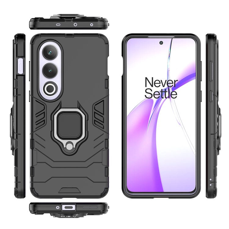 For OnePlus Ace 3V 5G Case PC+TPU Bump Proof Shell with Ring Kickstand - Black