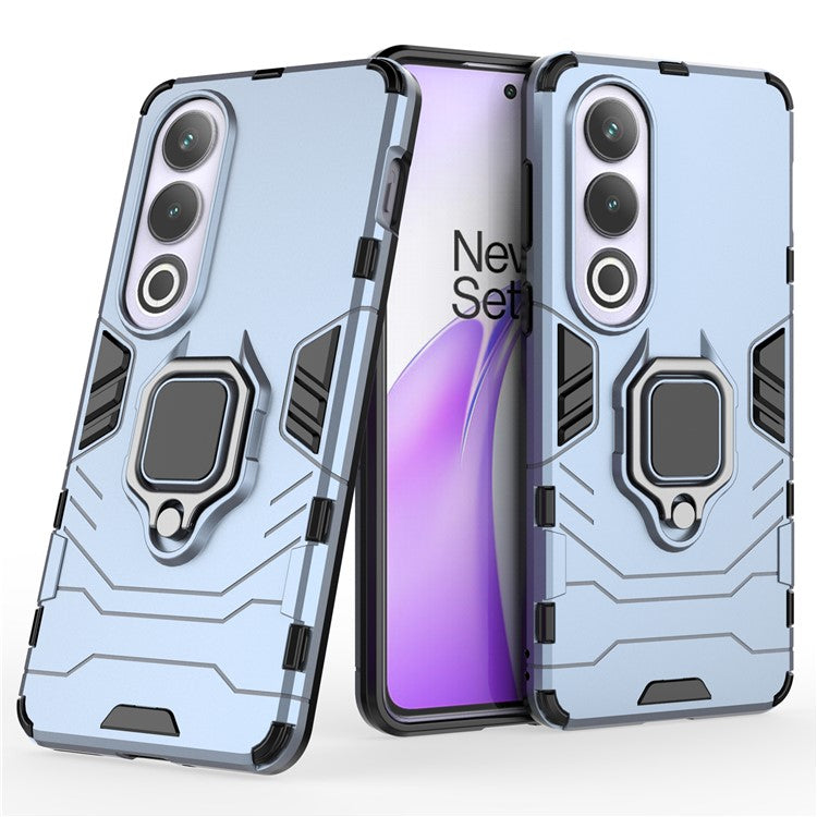 For OnePlus Ace 3V 5G Case PC+TPU Bump Proof Shell with Ring Kickstand - Blue