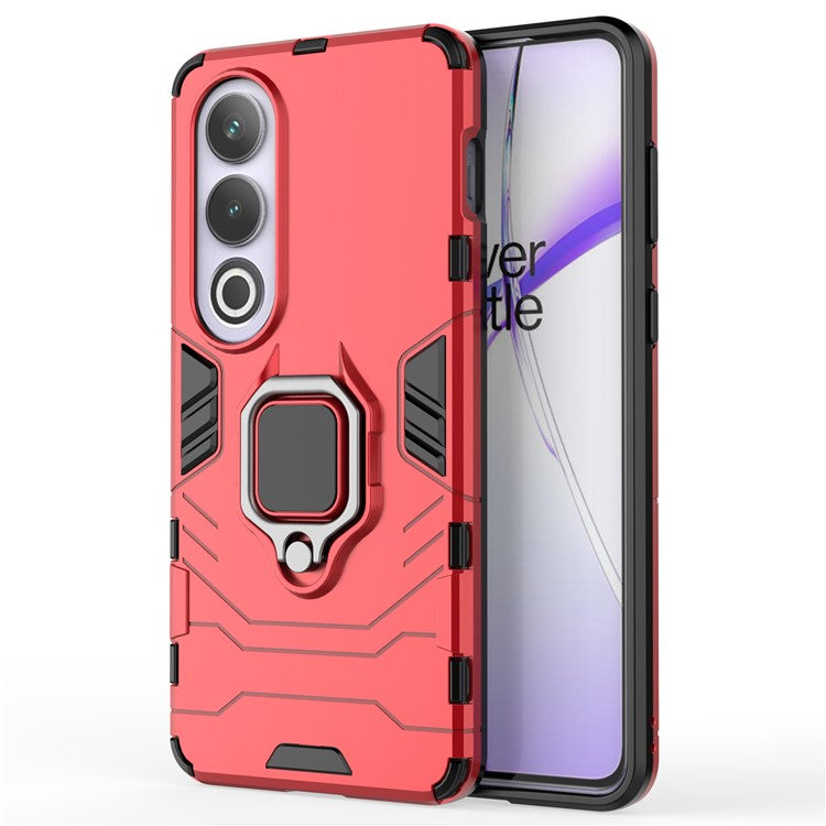 For OnePlus Ace 3V 5G Case PC+TPU Bump Proof Shell with Ring Kickstand - Red