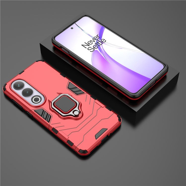 For OnePlus Ace 3V 5G Case PC+TPU Bump Proof Shell with Ring Kickstand - Red