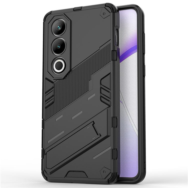 For OnePlus Ace 3V 5G PC+TPU Case Folding Kickstand Hybrid Phone Cover - Black