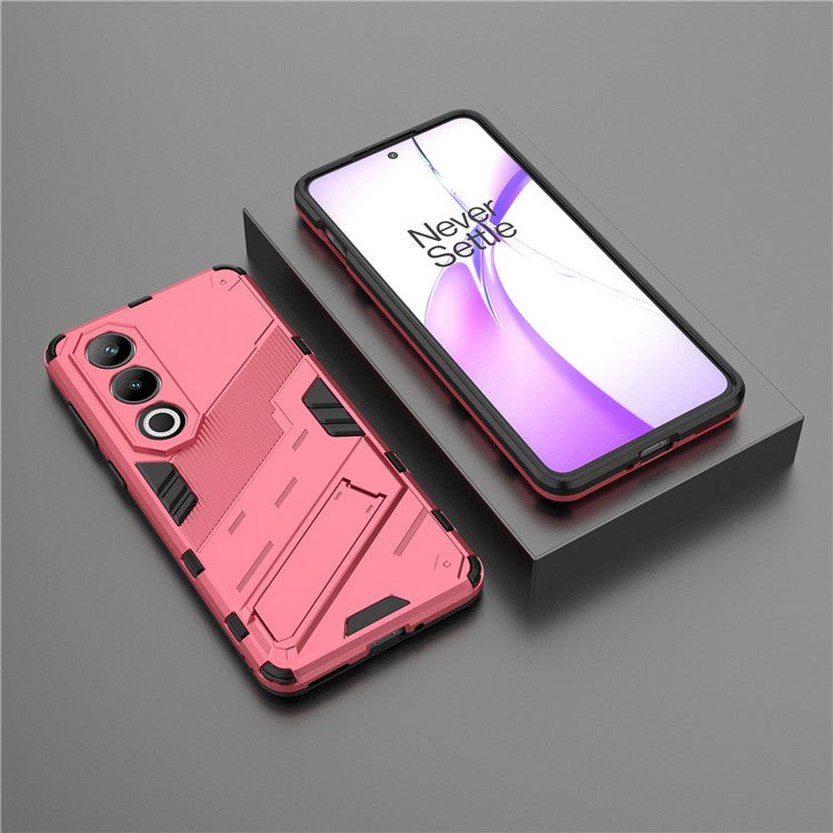 For OnePlus Ace 3V 5G PC+TPU Case Folding Kickstand Hybrid Phone Cover - Rose
