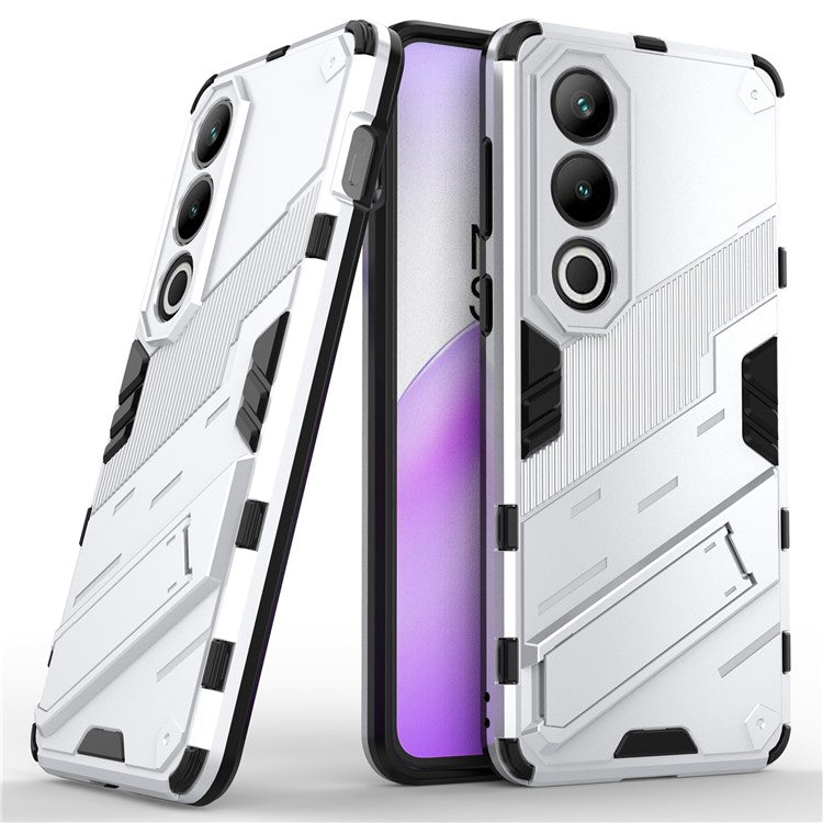 For OnePlus Ace 3V 5G PC+TPU Case Folding Kickstand Hybrid Phone Cover - White