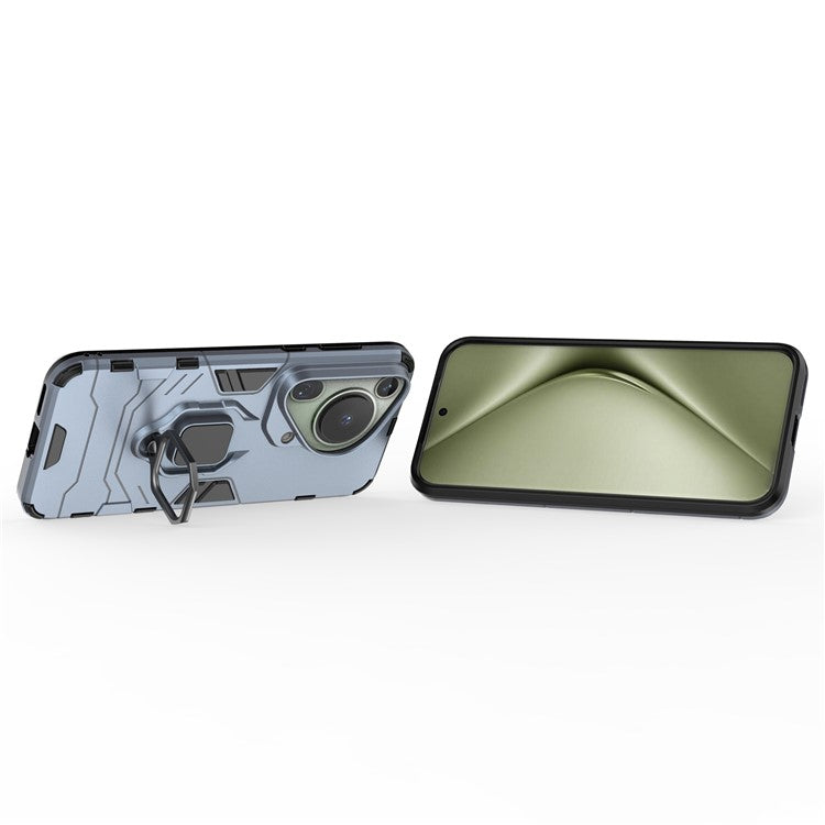 For Huawei Pura 70 Ultra Case Ring Kickstand Drop-proof PC+TPU Shell - Blue