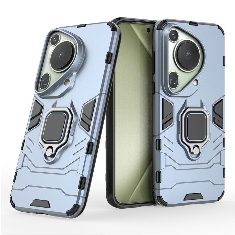 For Huawei Pura 70 Ultra Case Ring Kickstand Drop-proof PC+TPU Shell - Blue