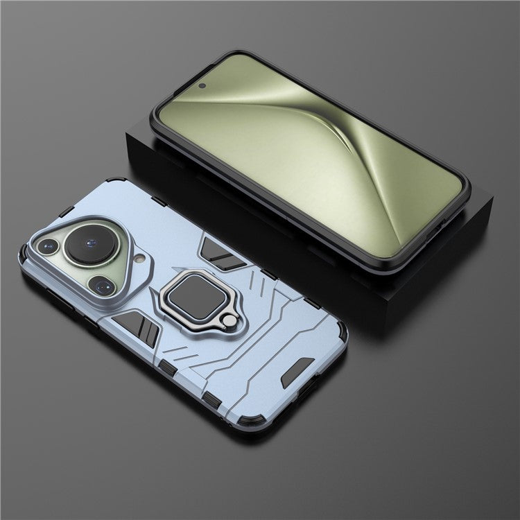 For Huawei Pura 70 Ultra Case Ring Kickstand Drop-proof PC+TPU Shell - Blue