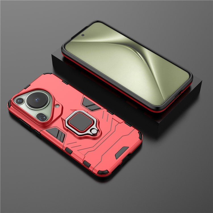 For Huawei Pura 70 Ultra Case Ring Kickstand Drop-proof PC+TPU Shell - Red