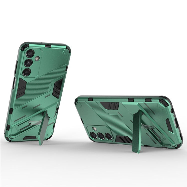 For Samsung Galaxy M15 5G Case PC+TPU Drop-proof Phone Cover with Folding Kickstand - Green