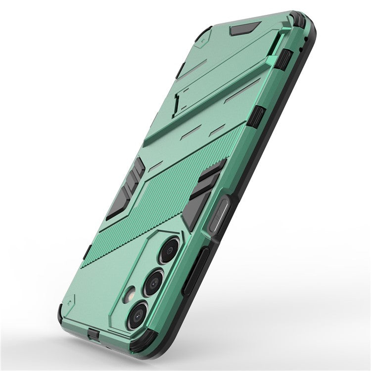 For Samsung Galaxy M15 5G Case PC+TPU Drop-proof Phone Cover with Folding Kickstand - Green
