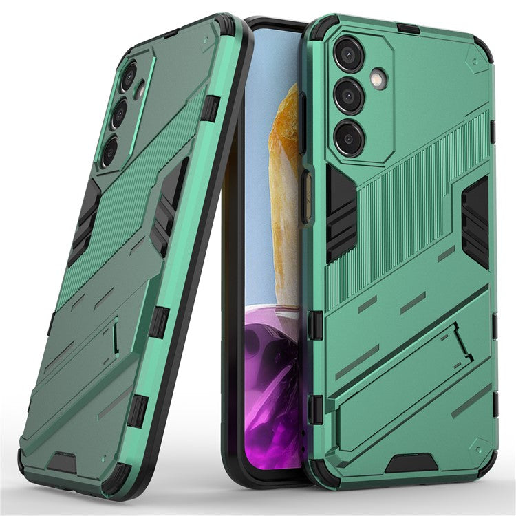 For Samsung Galaxy M15 5G Case PC+TPU Drop-proof Phone Cover with Folding Kickstand - Green