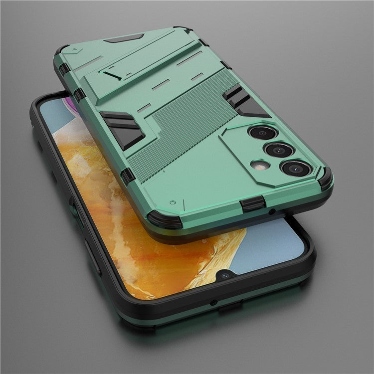 For Samsung Galaxy M15 5G Case PC+TPU Drop-proof Phone Cover with Folding Kickstand - Green