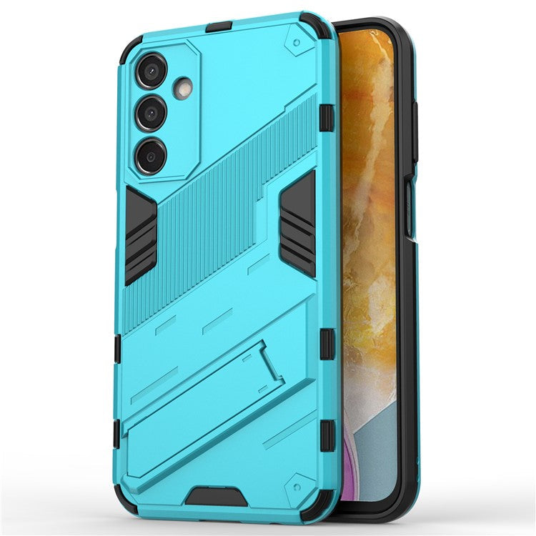 For Samsung Galaxy M15 5G Case PC+TPU Drop-proof Phone Cover with Folding Kickstand - Baby Blue