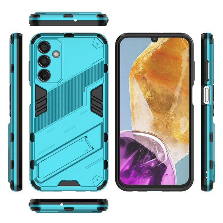For Samsung Galaxy M15 5G Case PC+TPU Drop-proof Phone Cover with Folding Kickstand - Baby Blue